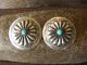 Navajo Indian Hand Stamped Sterling Silver & Turquoise Concho Earrings by Soce