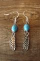 Navajo Indian Nickel Silver Blue Denim Lapis Dangle Earrings by Bobby Cleveland