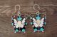 Zuni Sterling Silver Turquoise Multistone Inlay Butterfly Earrings! 