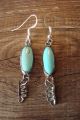 Navajo Indian Nickel Silver Turquoise Dangle Earrings by Bobby Cleveland
