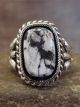 Navajo Indian Sterling Silver & White Buffalo Turquoise Ring - Vandever - Size 14