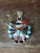 Zuni Indian Sterling Silver Inlay Thunderbird Pendant by Nastacio