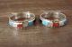 Zuni Indian Jewelry Sterling Silver Turquoise Coral Inlay Hoop Earrings by MC