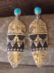 Navajo Indian Sterling Silver Turquoise Feather Post Earrings by Richard Singer!