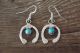 Navajo Indian Turquoise Sterling Silver Cast Naja Dangle  Earrings - Chee