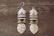 Navajo Indian Sterling Silver Gold Fill Feather Earrings - T&R Singer!