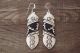 Navajo Indian Sterling Silver Feather Earrings - T&R Singer!