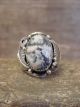 Navajo Sterling Silver & White Buffalo Turquoise Ring by Morgan - Size 7