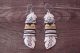 Navajo Indian Sterling Silver Gold Fill Feather Earrings - T&R Singer!
