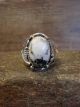 Navajo Sterling Silver & White Buffalo Turquoise Ring by Morgan - Size 8