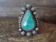 Navajo Indian Sterling Silver & Turquoise Ring Signed Calladitto - Size 11