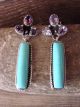 Navajo Indian Jewelry Sterling Silver Amethyst Turquoise Post Earrings - Smith