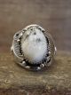Navajo Sterling Silver & White Buffalo Turquoise Ring by Morgan - Size 9.5
