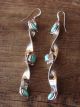 Native American Twisted Sterling Silver Turquoise Dangle Earrings! 