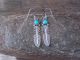 Navajo Sterling Silver Turquoise Feather Earrings - Arviso