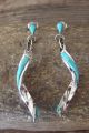 Zuni Indian Jewelry Sterling Silver Turquoise Inlay Spiral Earrings! HM