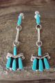 Zuni Indian Sterling Silver Turquoise Earrings  - Carleen Hattie