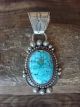 Navajo Indian Sterling Silver & Turquoise Pendant Signed Tom Lewis