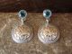 Navajo Indian Hand Stamped Sterling Silver Topaz Earrings by Tsosie!