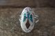Navajo Indian Hand Stamped Sterling Silver Chip Inlay Turquoise and Coral Ring Size 7.5 - Yazzie