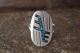 Navajo Indian Hand Stamped Sterling Silver Chip Inlay Turquoise and Coral Ring Size 5.5 - Yazzie