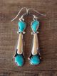 Navajo Sterling Silver Turquoise Squash Blossom Dangle Earrings! Pino