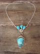 Navajo Sterling Silver Flower & Turquoise Stone Link Necklace by Chaco