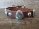Navajo Sterling Silver & Turquoise Leather Dog Collar - Signed M