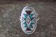 Navajo Indian Hand Stamped Sterling Silver Chip Inlay Turquoise and Coral Ring Size 5.5 - Yazzie