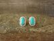 Zuni Indian Sterling Silver Turquoise Post Earrings by Leander Cachini