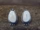 Navajo Sterling Silver & White Buffalo Turquoise Post Earrings - Sheena Jack