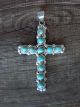 Zuni Indian Cast Sterling Silver & Turquoise Cross Pendant by Panteah