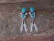 Navajo Indian Sterling Silver Turquoise and Topaz Feather Post Earrings 