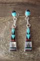 Zuni Indian Jewelry Sterling Silver Inlay Post Earrings - RB