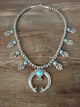 Navajo Pearl Sterling Silver & Turquoise Squash Blossom Necklace by Platero