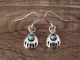 Navajo Indian Sterling Silver Turquoise Bear Paw Dangle Earrings by Leta Parker