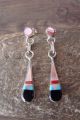 Zuni Sterling Silver Mother of Pearl Multistone Inlay Post Earrings 