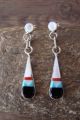 Zuni Sterling Silver Mother of Pearl Multistone Inlay Post Earrings 
