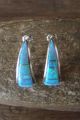 Zuni Indian Jewelry Blue Opal Inlay Half Hoop Earrings! CS Lonjose