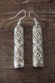 Navajo Hand Stamped Sterling Silver Dangle Earrings by Tahe