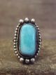 Navajo Indian Sterling Silver Turquoise Ring Signed Dawes - Size 7.5