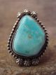 Navajo Indian Sterling Silver Turquoise Ring Signed Dawes - Size 9