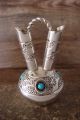 Navajo Hand Stamped Sterling Silver Turquoise Wedding Vase 