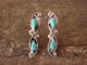 Zuni Indian Jewelry Sterling Silver Turquoise Tear Drop Post Earrings by Kanesta