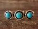 Navajo Sterling Silver Turquoise 3 Stone Cuff Bracelet by Amos Begay