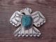 Navajo Nickel Silver Turquoise Thunderbird Pin Signed JC