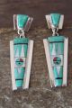 Zuni Sterling Silver Turquoise Inlay Sunface Post Earrings - Edaakie