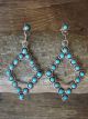 Zuni Indian Sterling Silver & Turquoise Dangle Post Earrings by Booqua