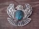 Navajo Nickel Silver Turquoise Eagle Pin Signed JC