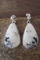 Navajo Sterling Silver White Buffalo Turquoise Dangle Earrings - Shirley Henry